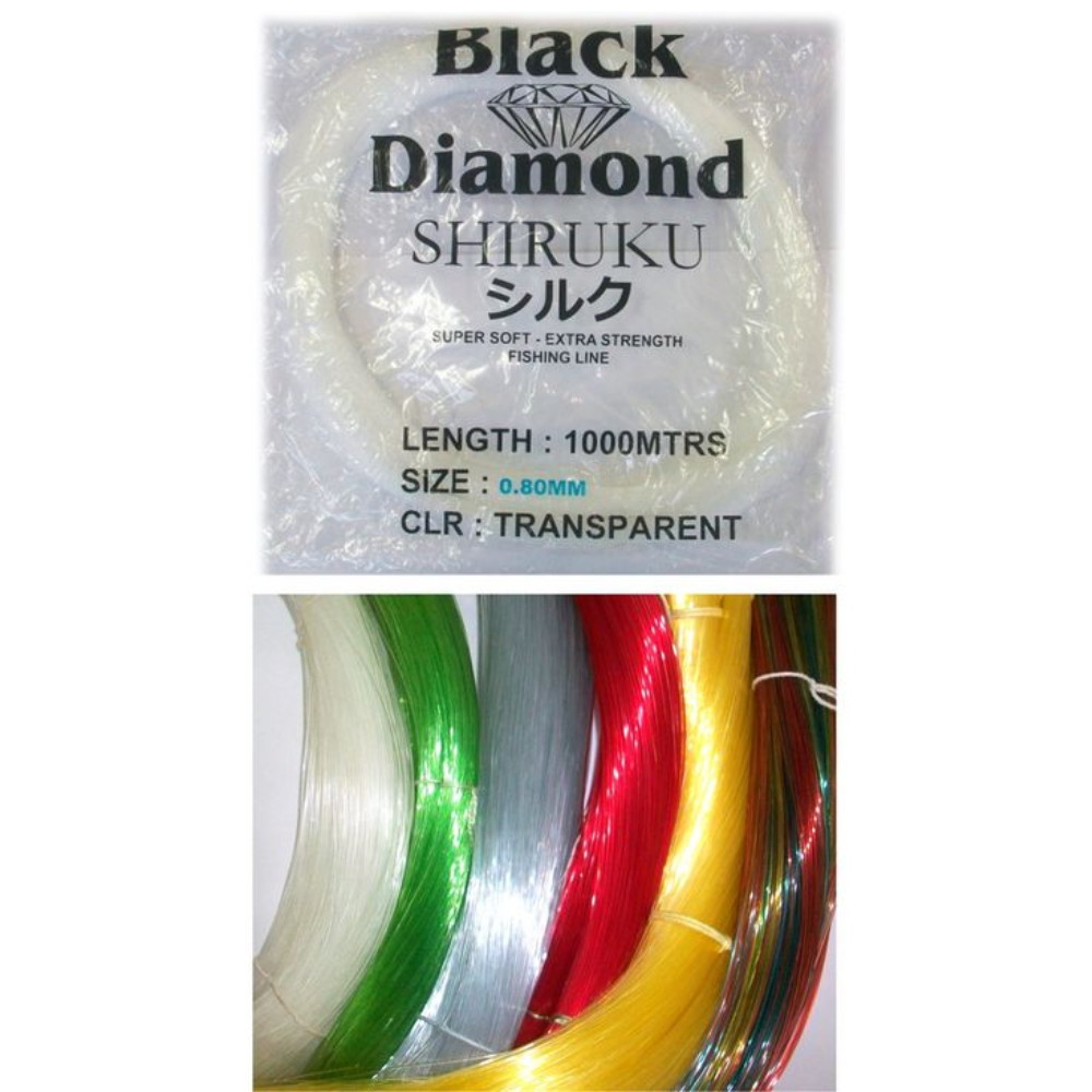FISHING LINES: BLACK DIAMOND SHIRUKU NYLON LINE S.SOFT CLEAR /COIL/ 1000mtr  / 0.90mm